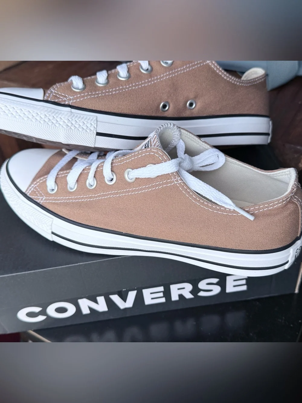 Converse Low Top Sneakers - Taupe Canvas with White Trim